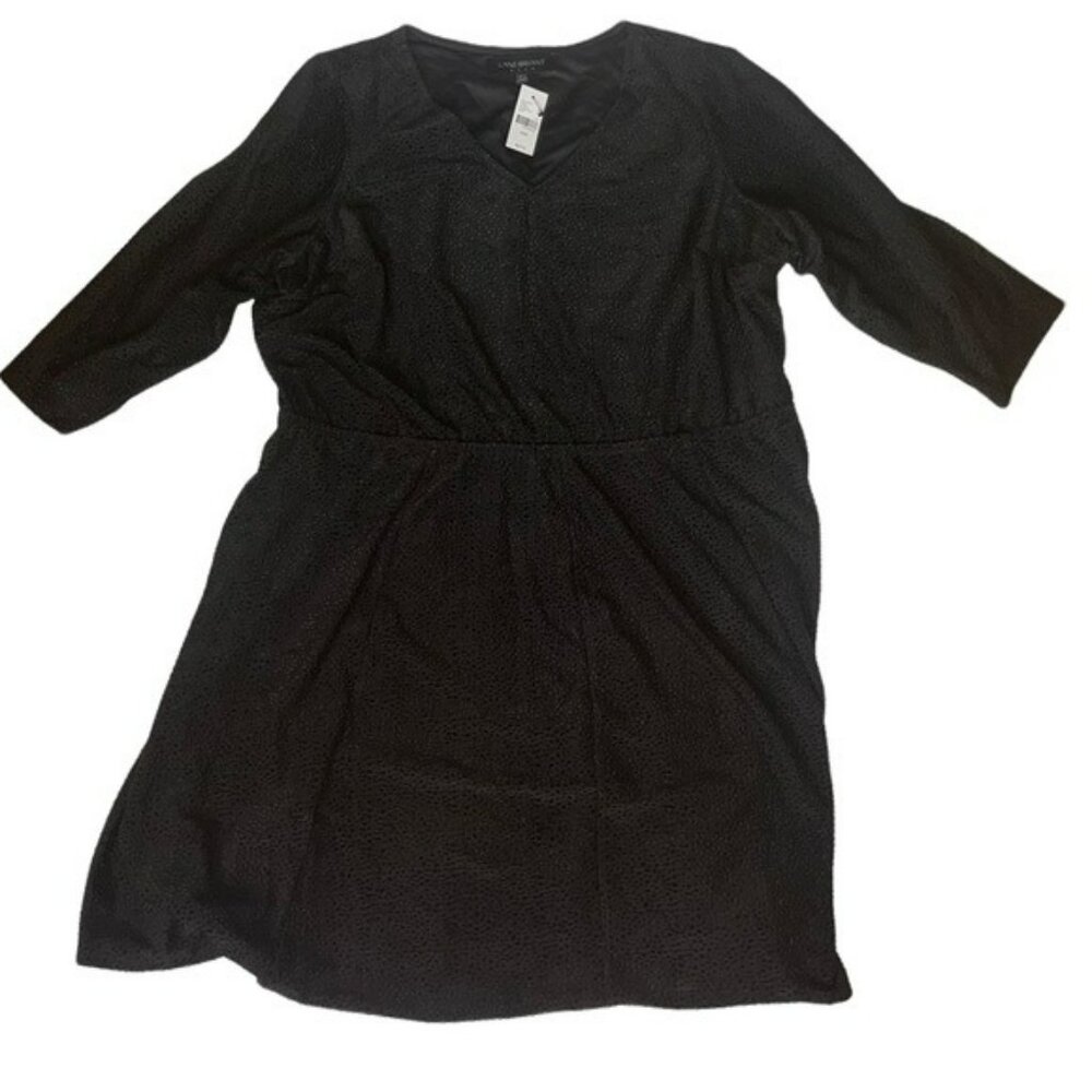 Lane Bryant NWT V-Neck Long Sleeve Midi Dress Women's Size 22/24 Black